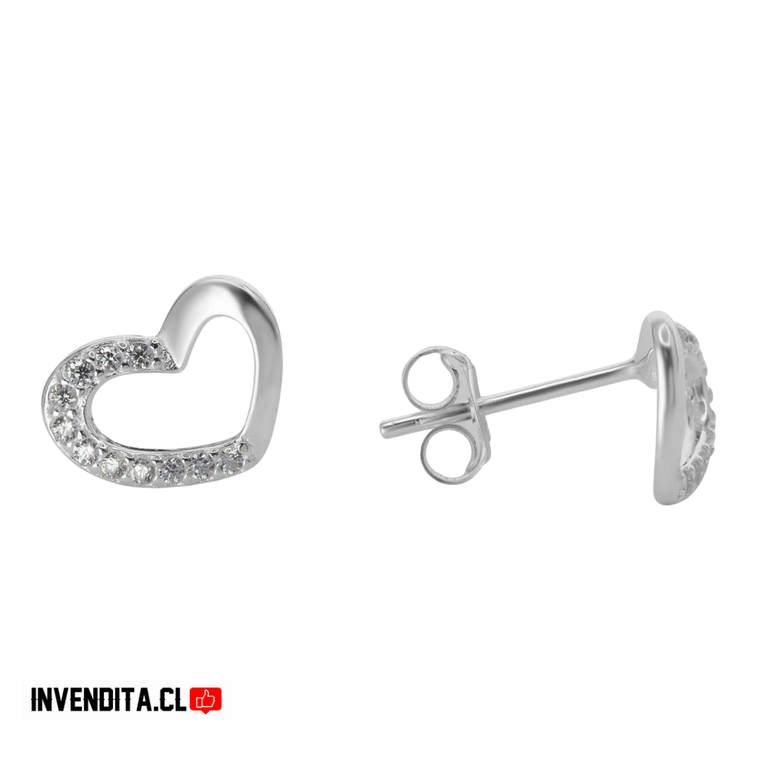 Aros de plata 925 corazones irregulares con circones