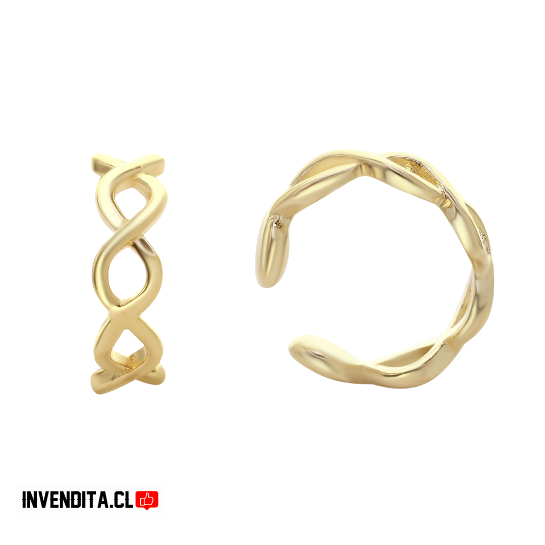 Aros enchapados en oro Cuff diseño trenzado