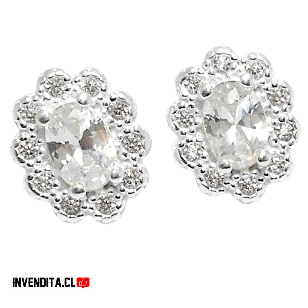 Aros de plata 925 estilo lady con circón central