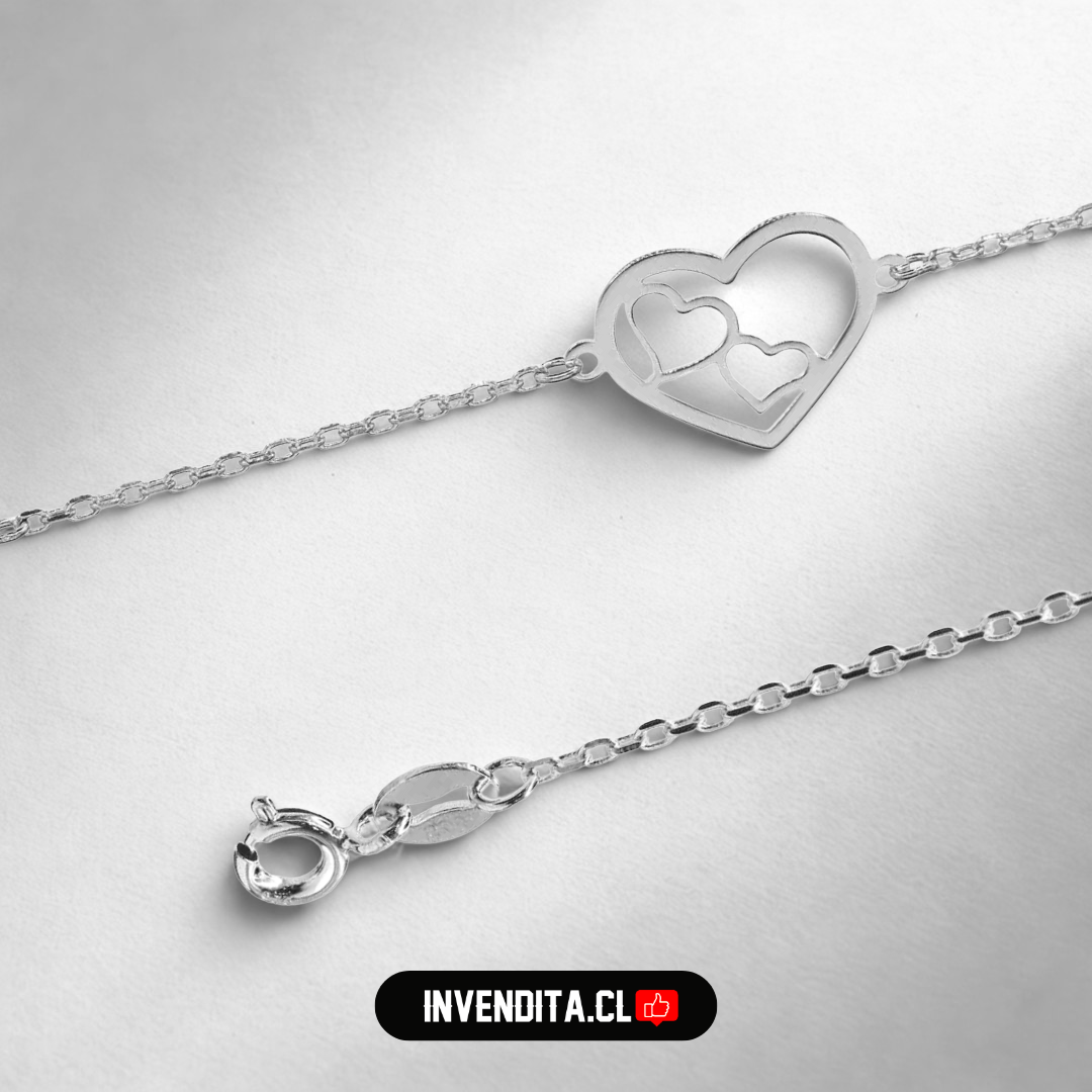 Pulsera de plata 925 figura de corazones