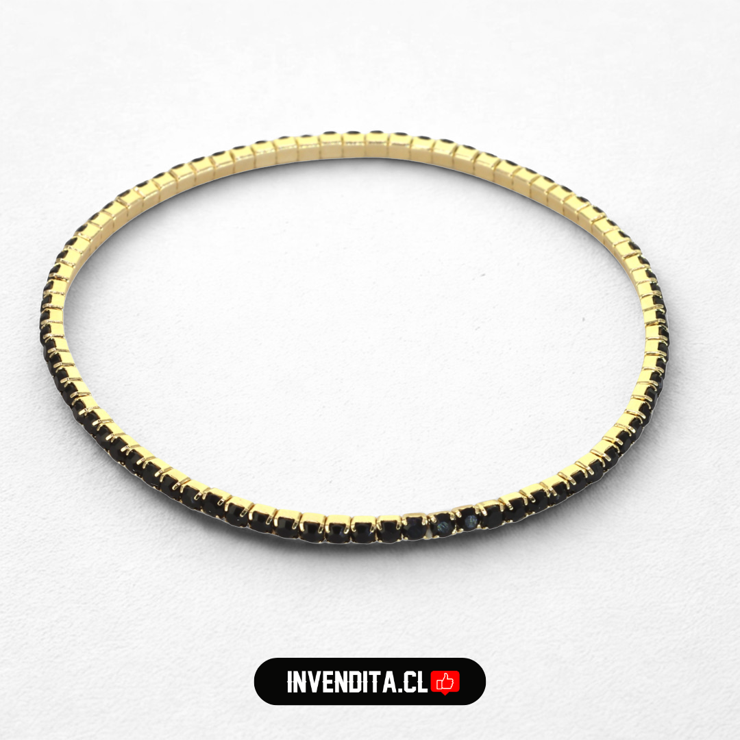 Pulsera enchapada en oro elástica con circones onix