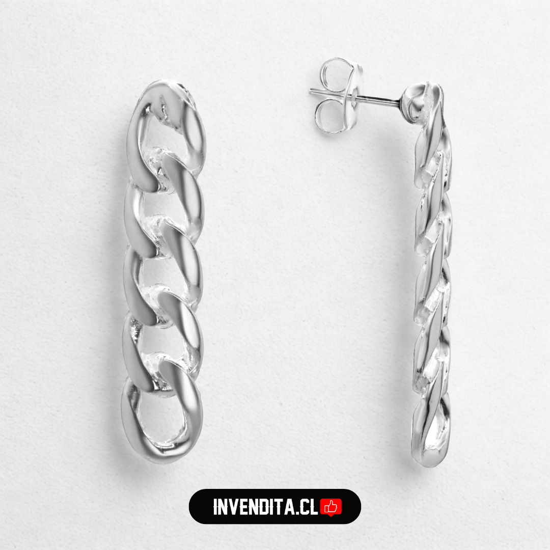 Aros enchapados en plata diseño cadena groumet
