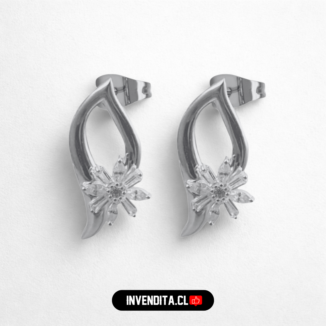 Aros de plata 925 flor detallada