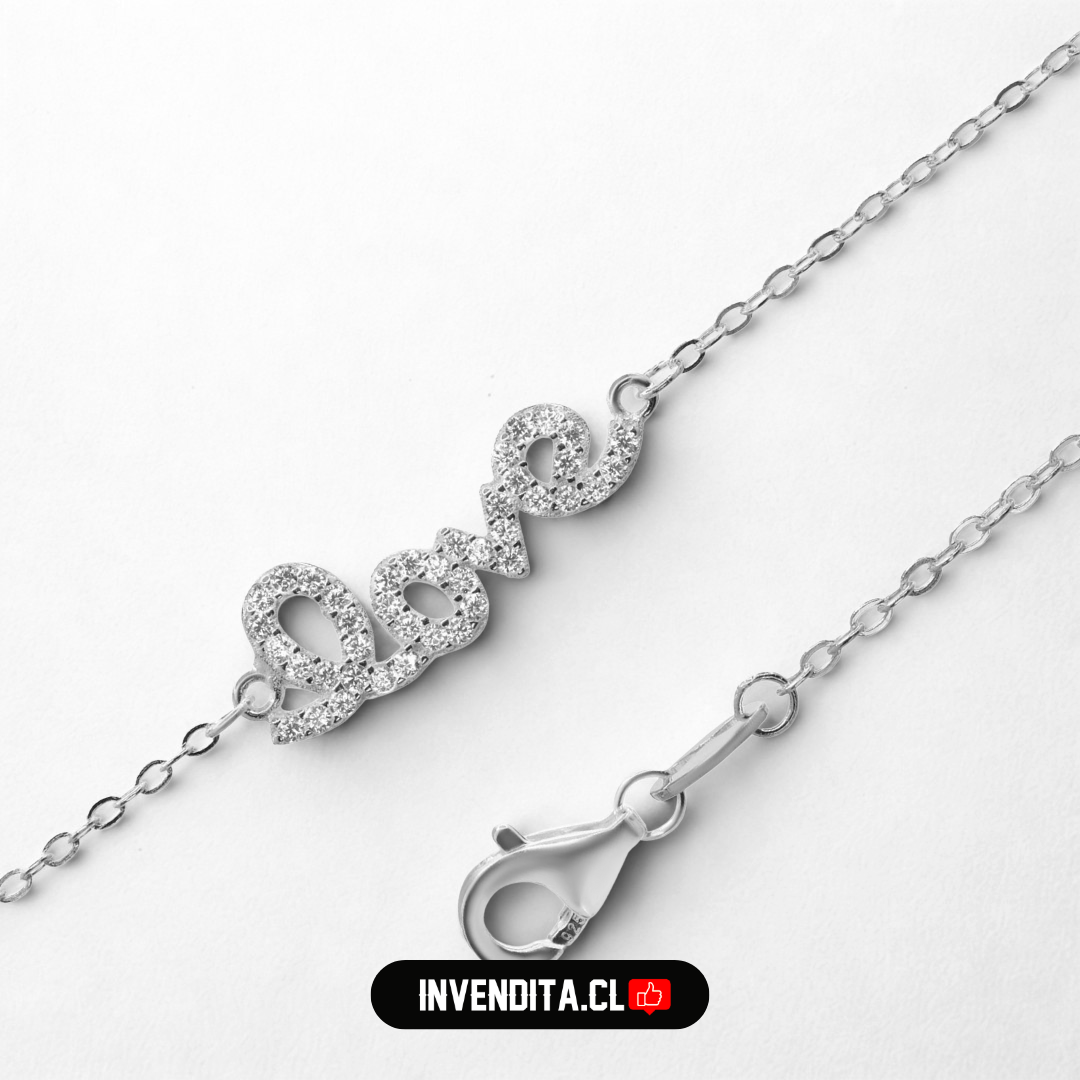 Pulsera de plata 925 palabra LOVE con circones