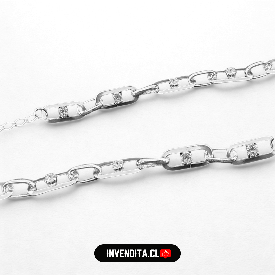 Pulsera de plata 925 diseño valentino con circones
