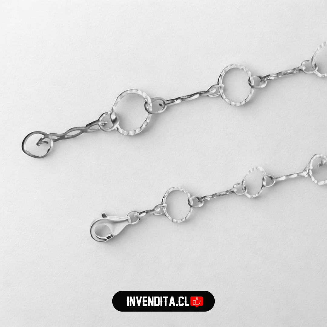 Pulsera de plata 925 circulos unidos con cadenas