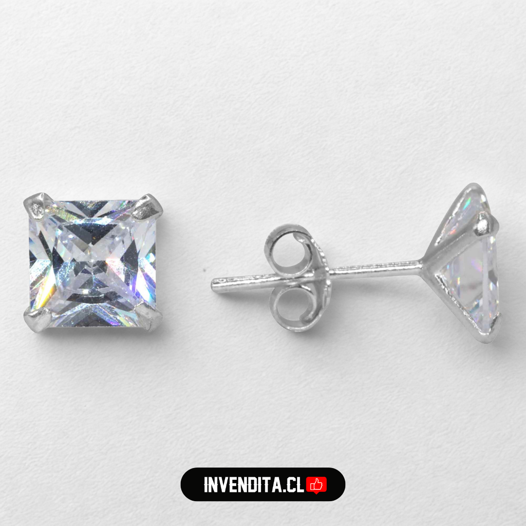 Aros de plata 925 circón cuadrado