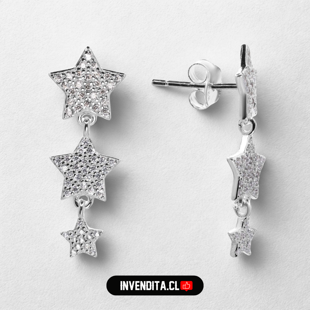 Aros de plata 925 serie estrellas con circones