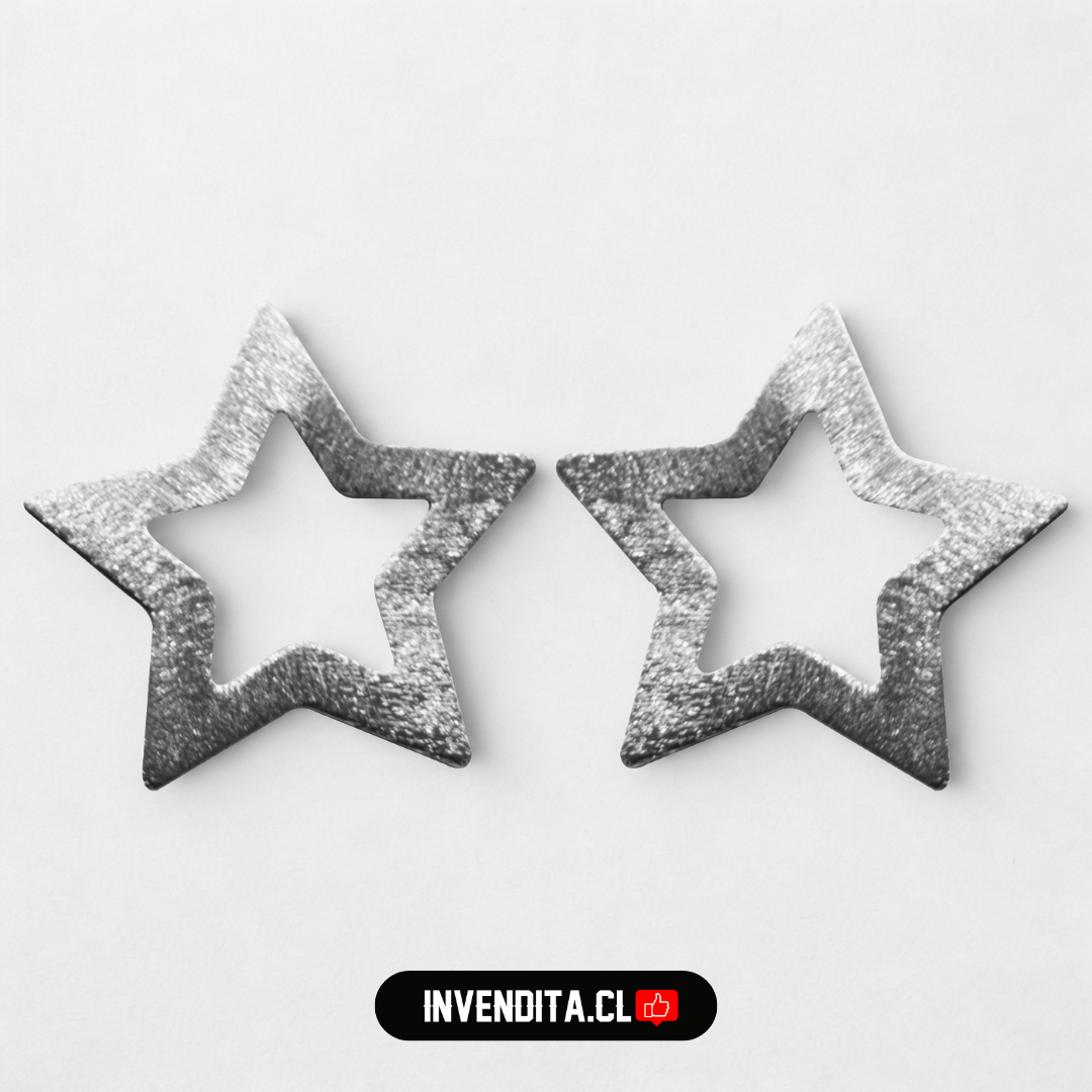Aros enchapados en plata estrellas satinadas