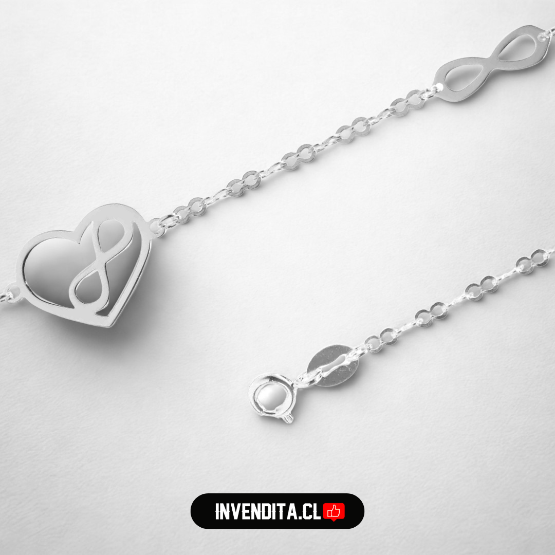 Pulsera de plata 925 figura corazón con infinito