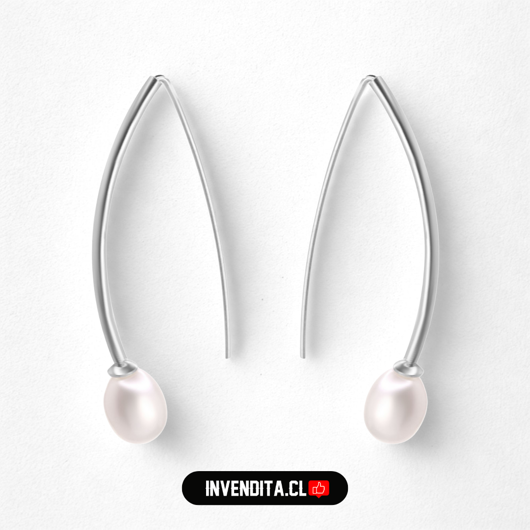 Aros de plata 925 estilo varita con perla