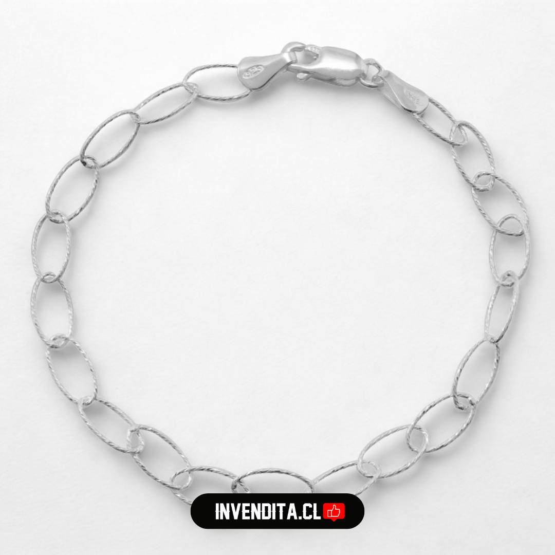 Pulsera de plata 925 eslabones ovalados semi brillante
