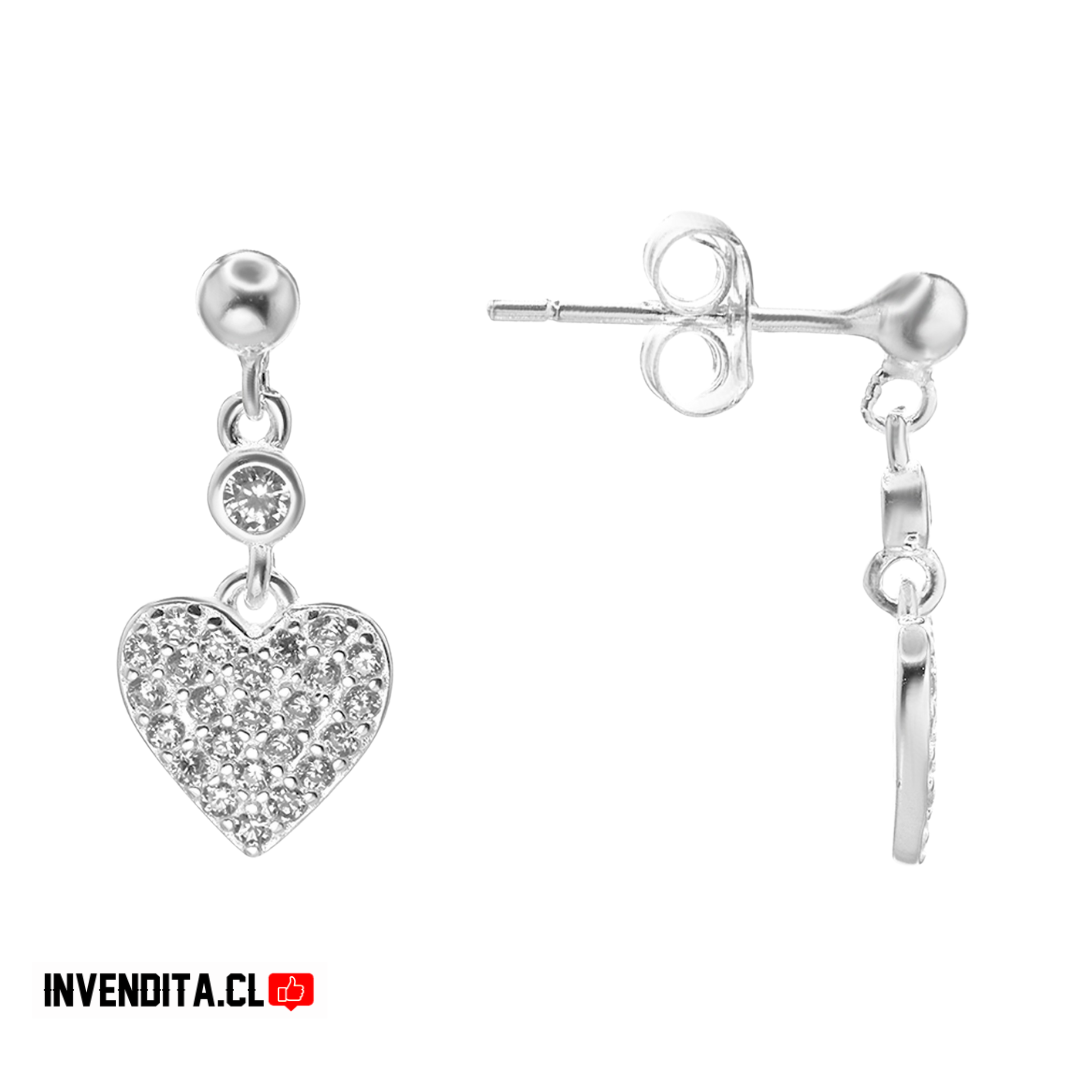 Aros de plata 925 pequeña esfera con placas de corazón