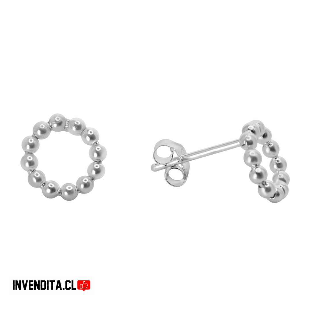Aros de plata 925 estilo circulo con esferas