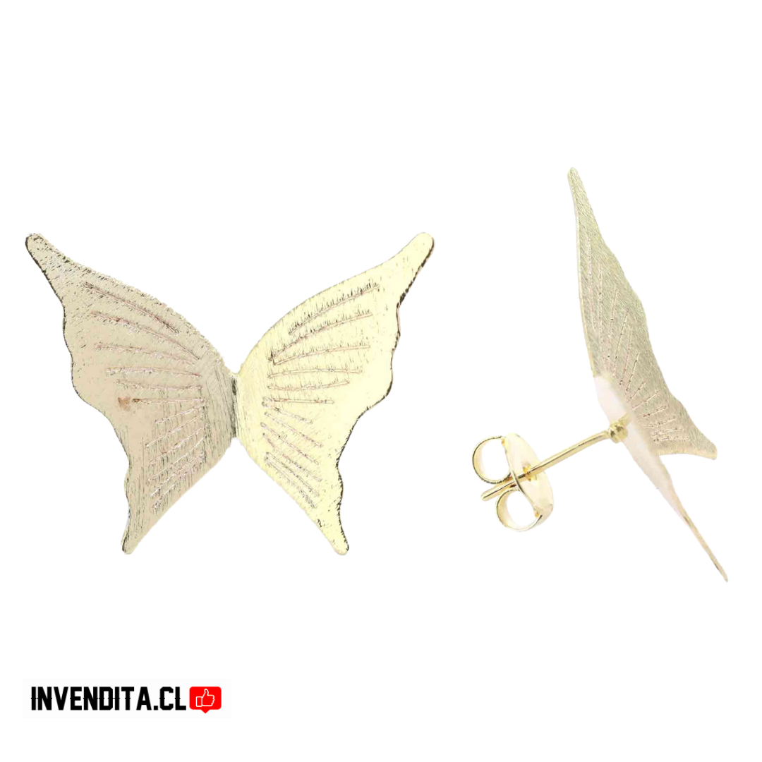 Aros enchapados en oro mariposas satinadas