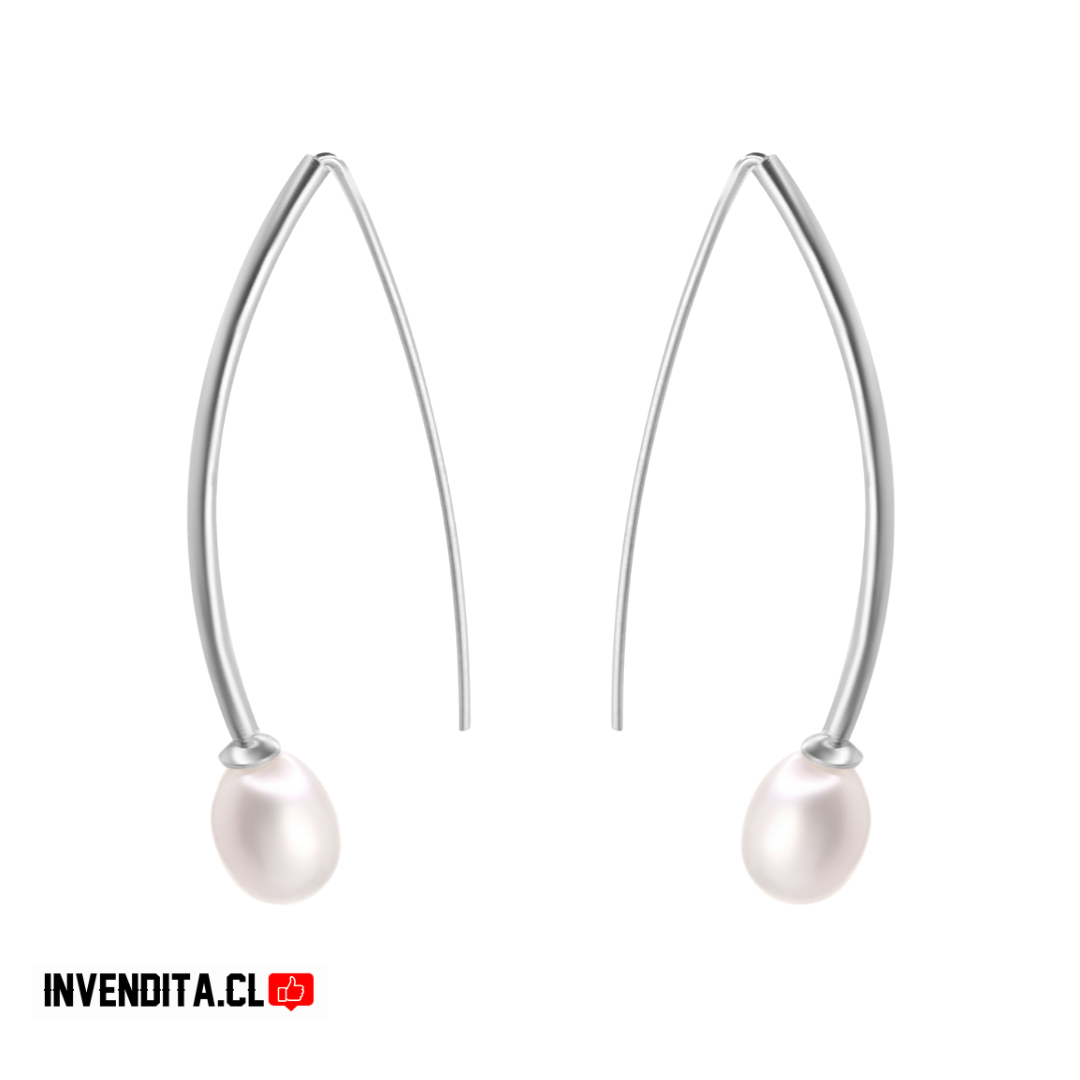 Aros de plata 925 estilo varita con perla