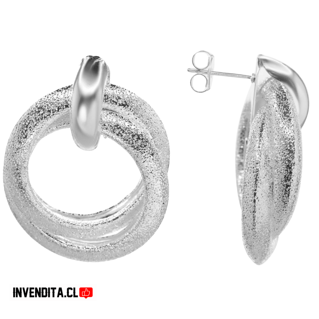 Aros enchapados en plata doble argolla gruesa con textura