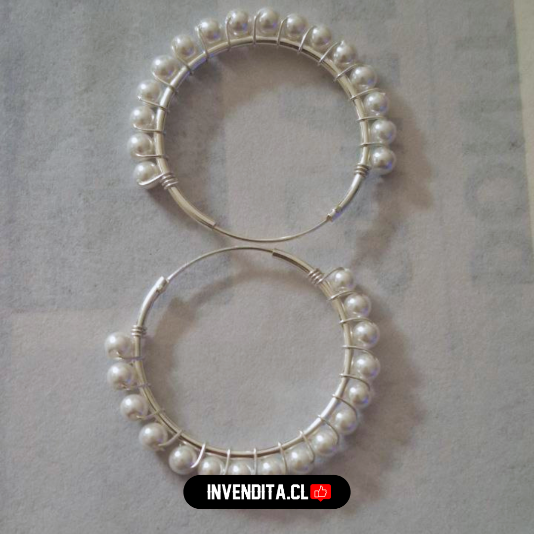 Aros de plata 925 argollas con perlitas