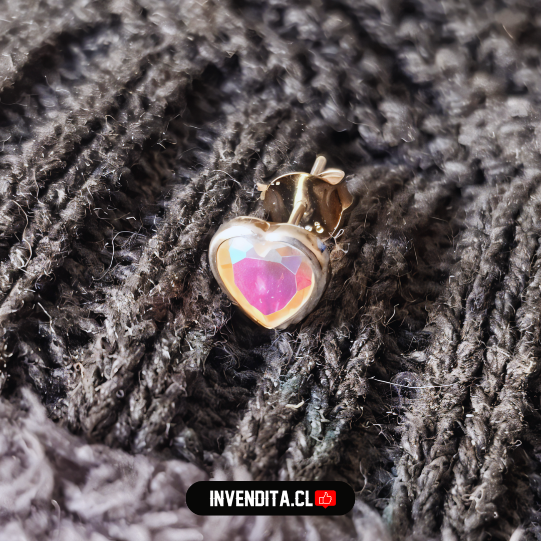 Aros de plata 925 pequeños corazones tornasol