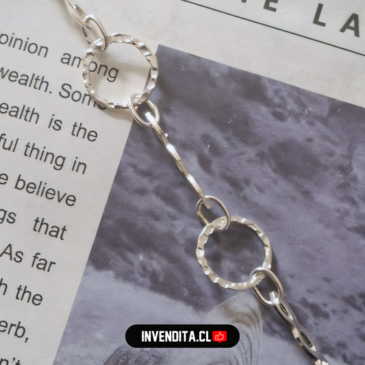 Pulsera de plata 925 circulos unidos con cadenas