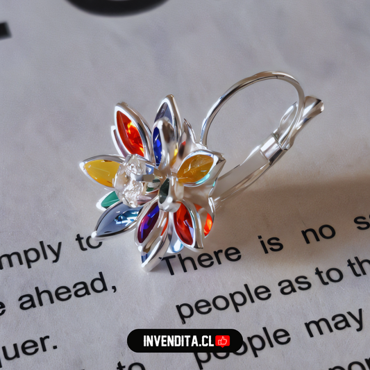 Aros enchapados en plata diseño flor de circones con gancho catalán