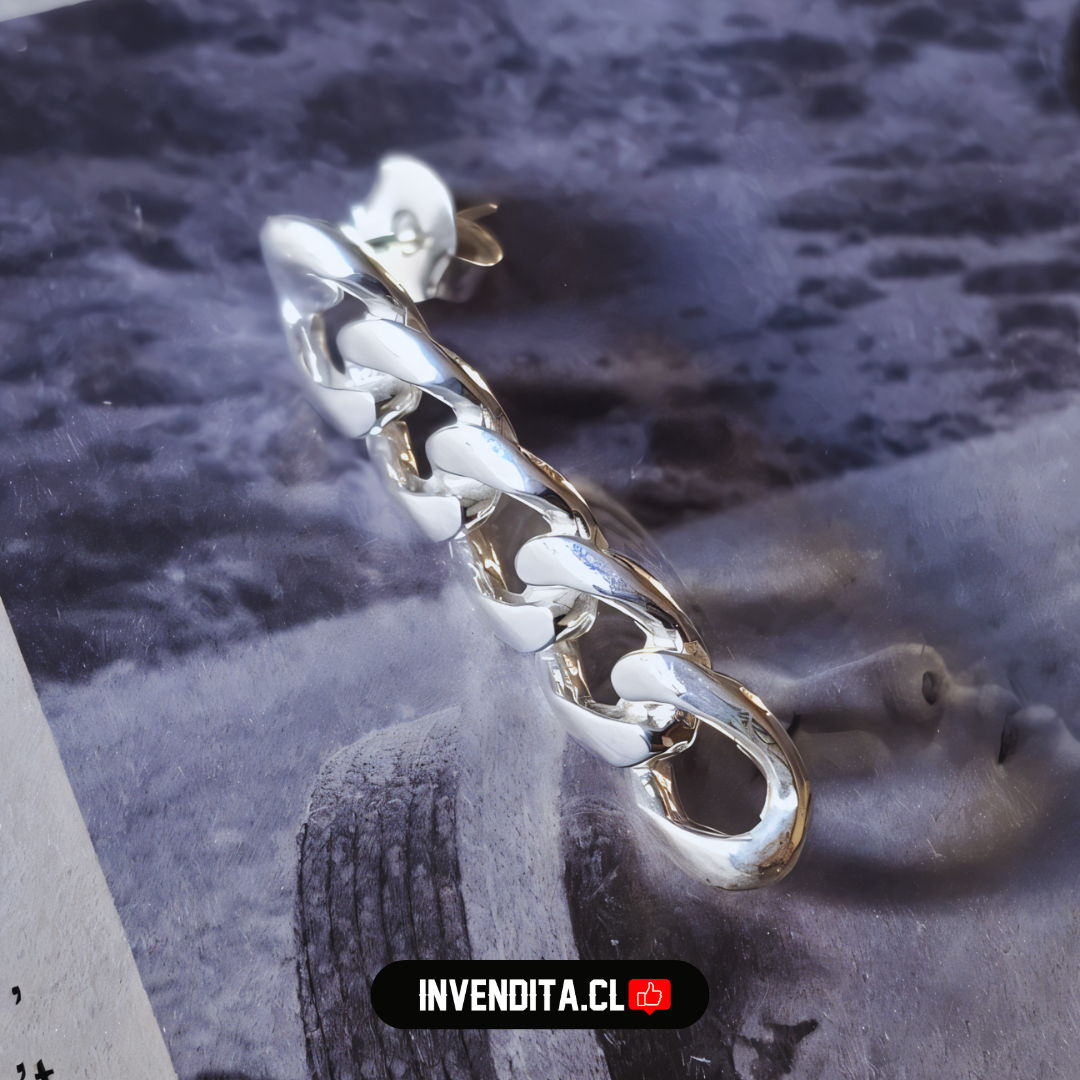 Aros enchapados en plata diseño cadena groumet