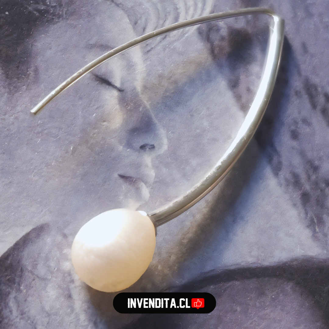Aros de plata 925 estilo varita con perla