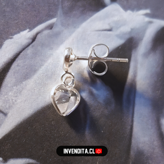 Aros de Plata 925 dos corazones colgando