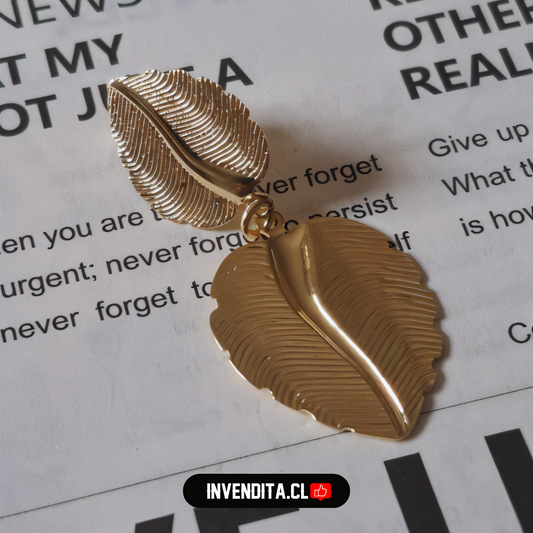 Aros enchapados en oro diseño placas de hojas