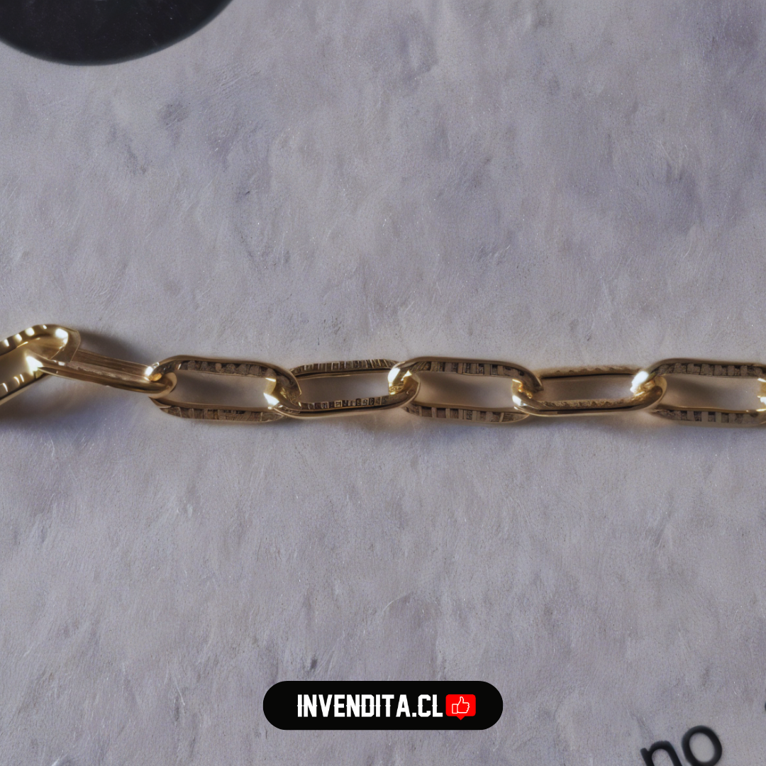 Pulsera enchapada en oro doble cadena eslabones biselados
