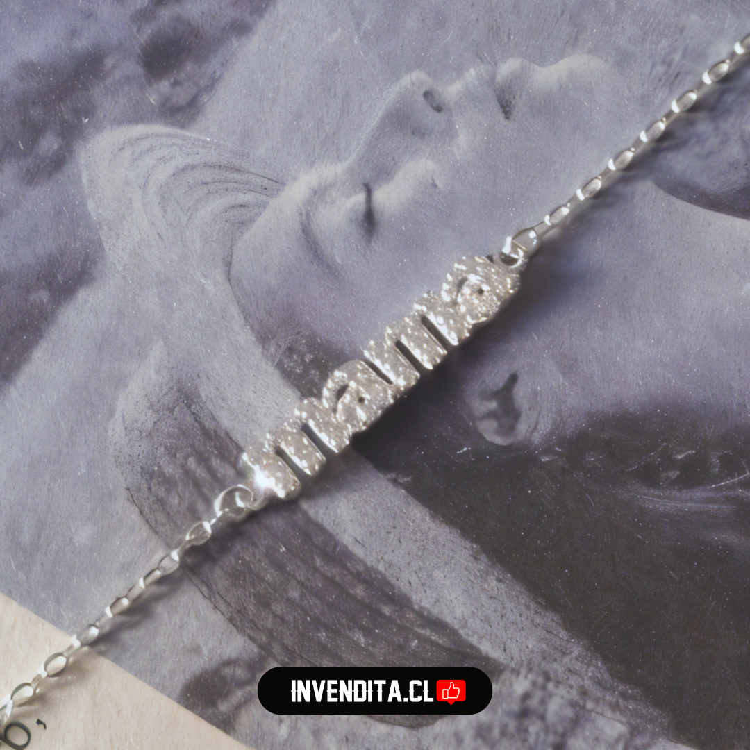 Pulsera de plata 925 palabra MAMÁ con circones