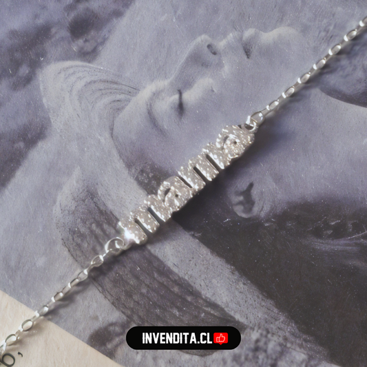Pulsera de plata 925 palabra MAMÁ con circones