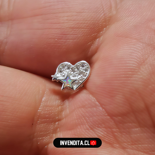 Aros de plata 925 corazón aplicación de Ópalo en estrella