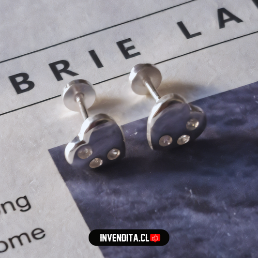 Aros de plata 925 para niños con tope corazón con detalles