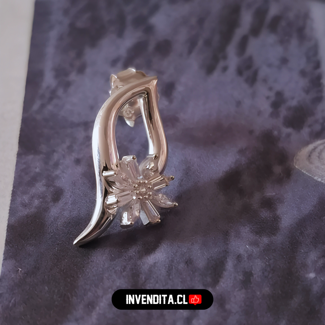Aros de plata 925 flor detallada