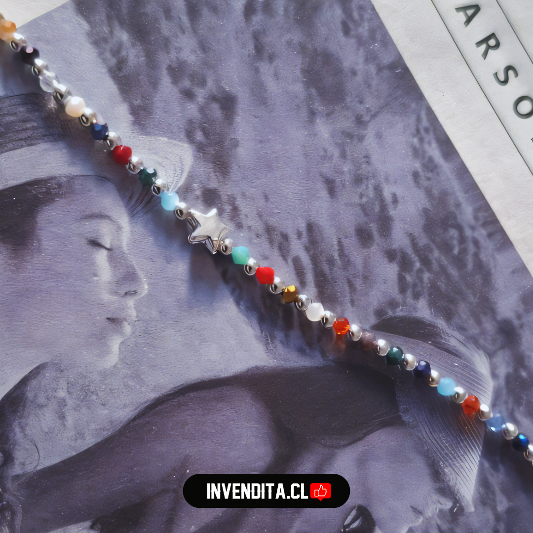Pulsera de plata 925 esferas lisas combinadas con piedras Ágata