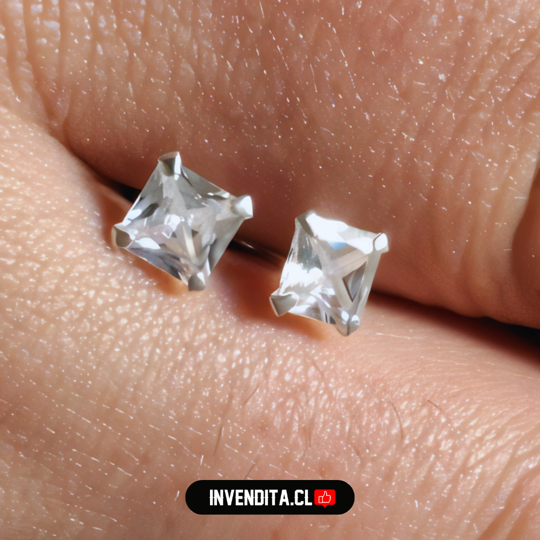 Aros de plata 925 circón cuadrado