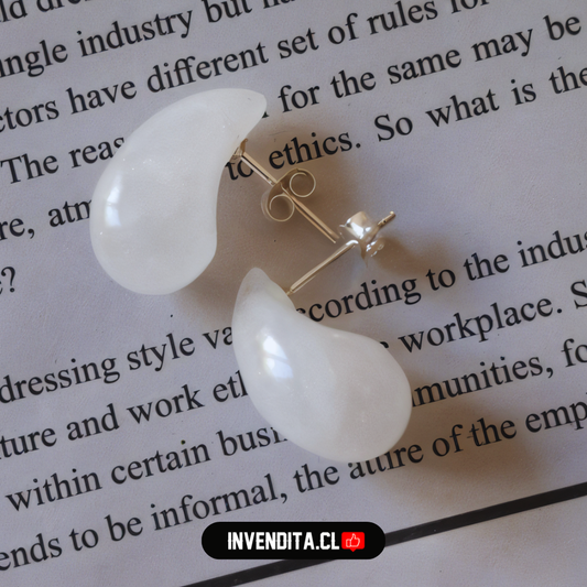 Aros de plata 925 gota chunky cuarzo blanco