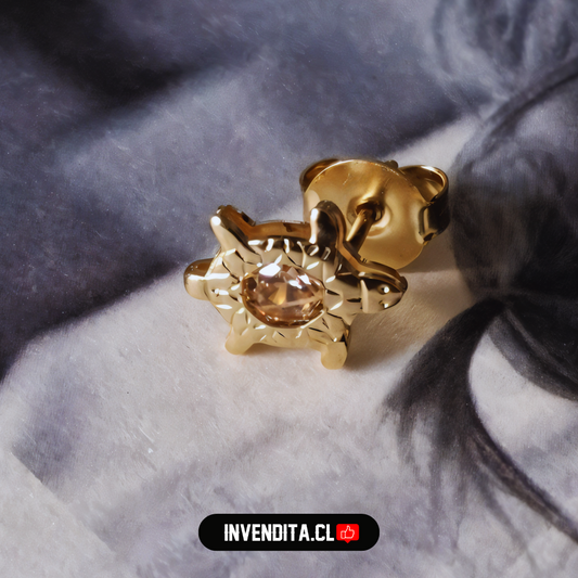 Aros enchapados en oro tortuga con circón rosa
