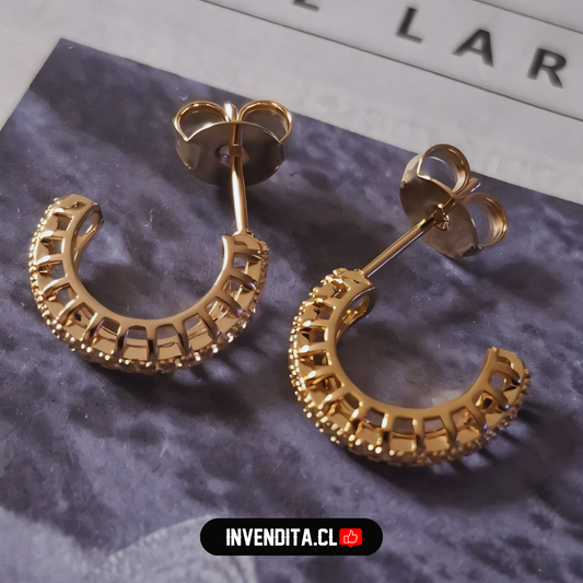 Aros enchapados en oro argollas pequeñas con circones