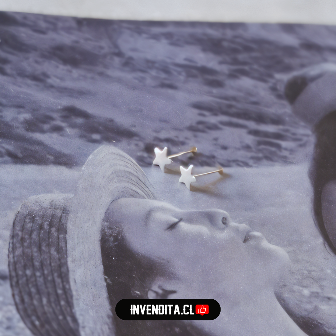 Aros de plata 925 piercing estrella gris