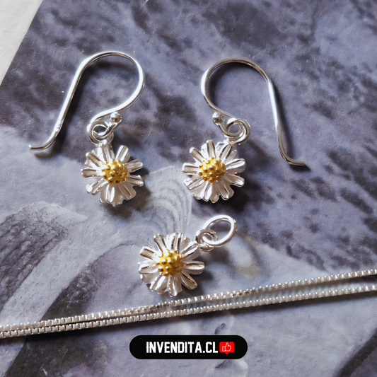 Conjunto de plata 925 modelo gancho margarita