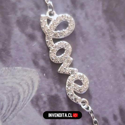 Pulsera de plata 925 palabra LOVE con circones