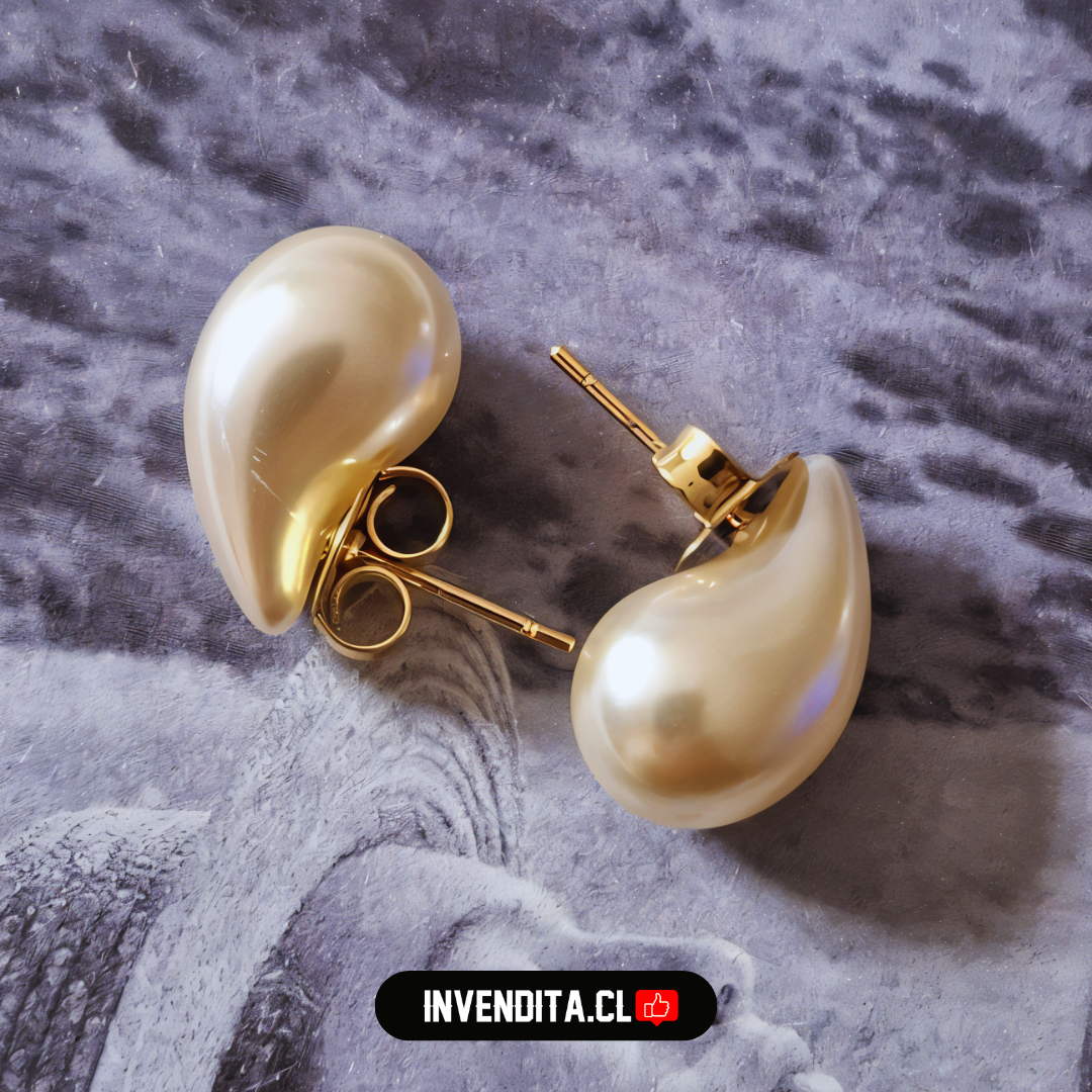 Aros enchapados en oro gota de perla de imitación