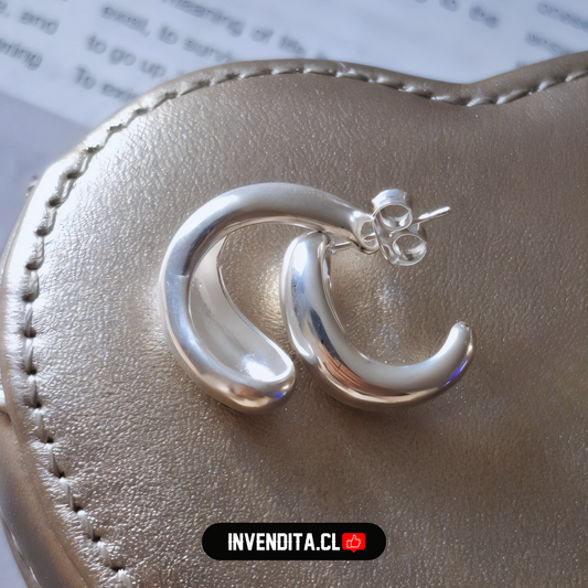 Aros enchapados en plata estilo dos piezas irregulares lisas