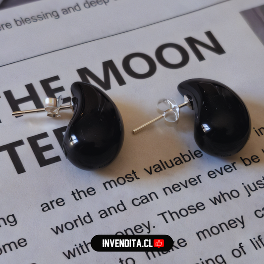 Aros de plata 925 gota chunky cuarzo ónix