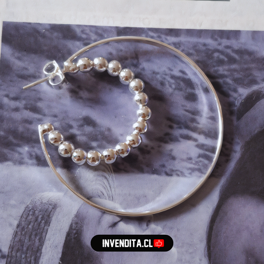 Aros de plata 925 luna formada por esferas