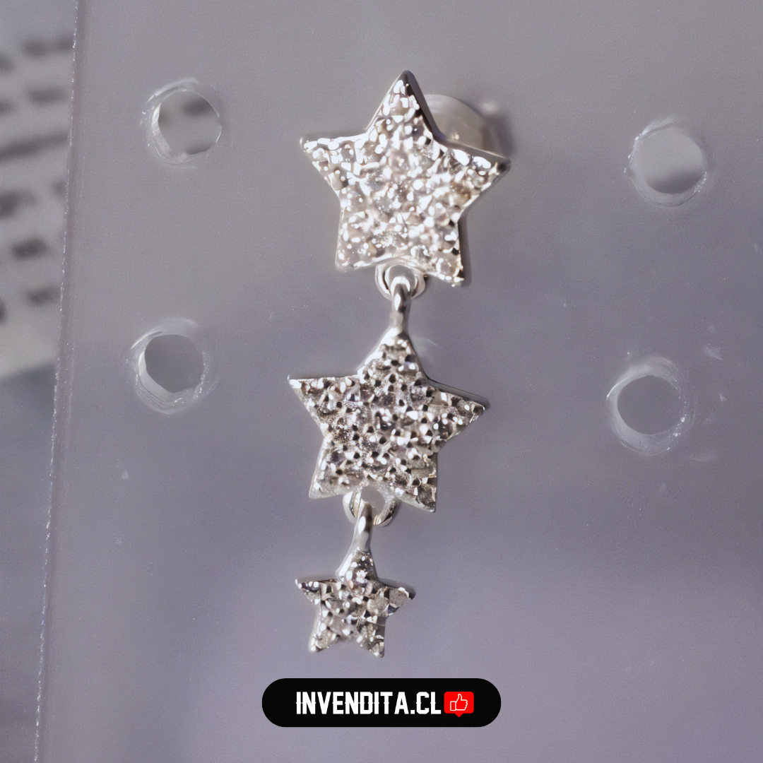 Aros de plata 925 serie estrellas con circones