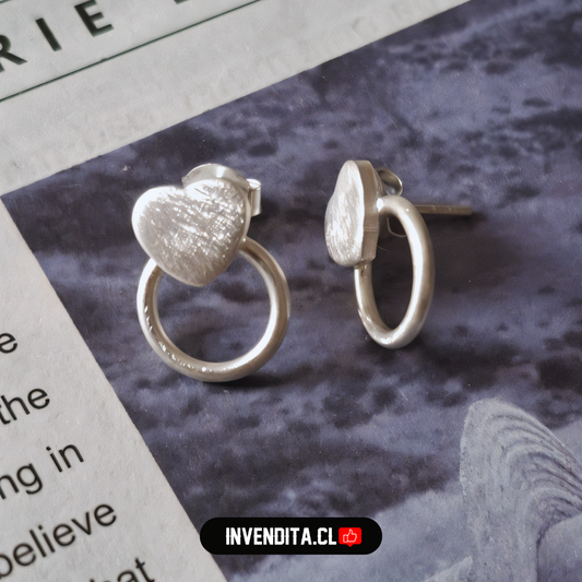 Aros de plata 925 circulo con corazón