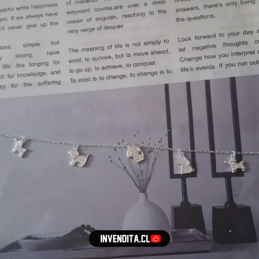 Pulsera de plata 925 diseño perritos con circones